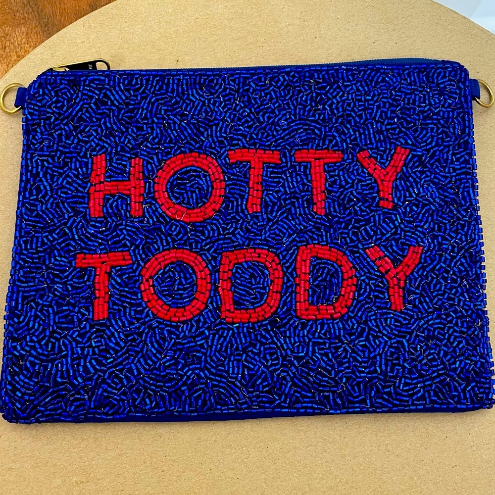❤️💙RESTOCK!! Ole Miss Hotty Toddy Beaded Zip Closure Clutch Pouch Case NEW